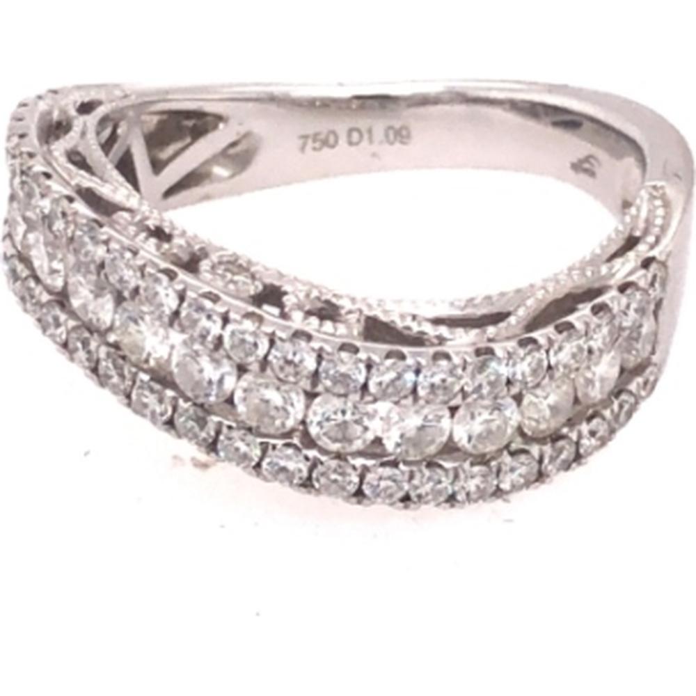 18K White Gold Crisscross Diamond Ring with Round Diamonds by Afarin