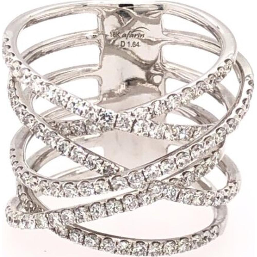 18K White Gold Crisscross Diamond Statement Ring by Afarin