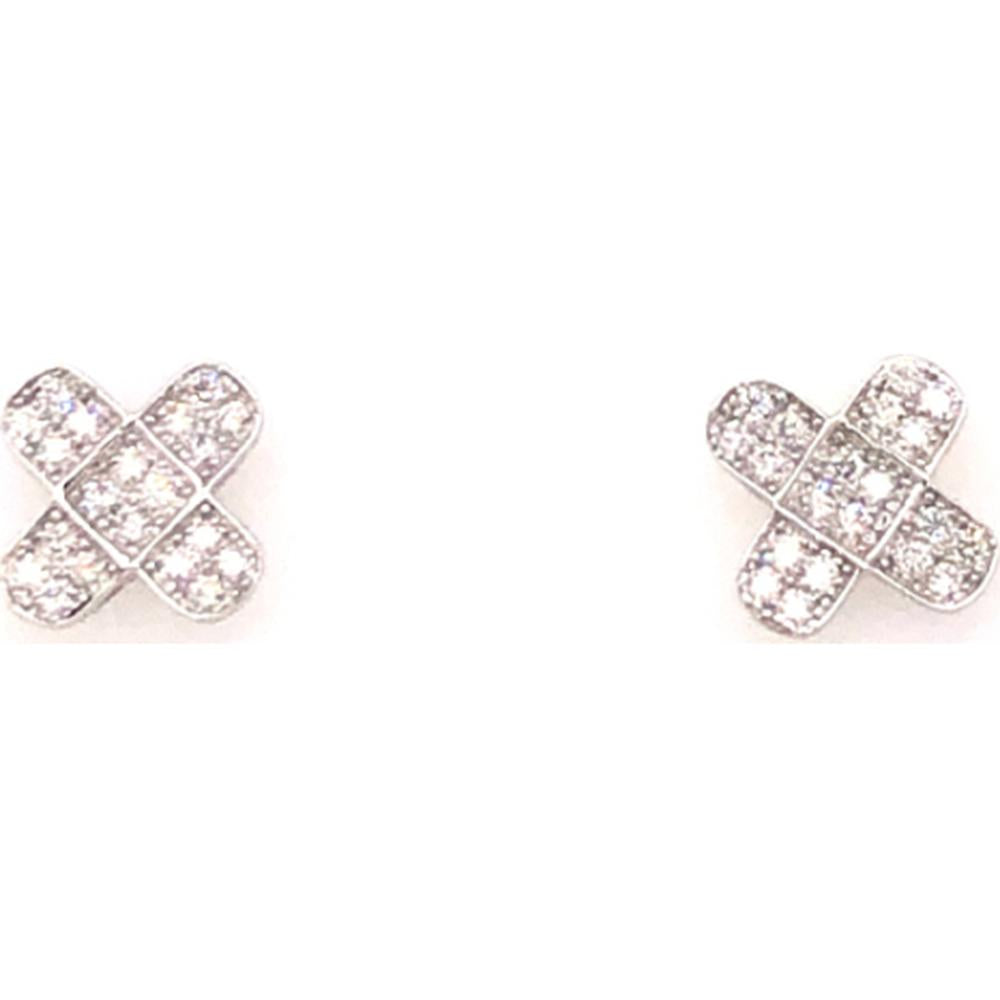 18K White Gold Crisscross Diamond Stud Earrings by Afarin