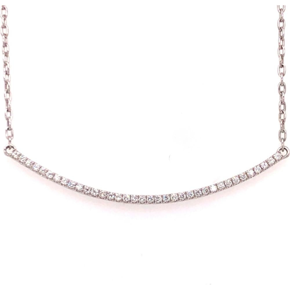 18K White Gold Curved Bar Necklace with Round Diamonds by Afarin