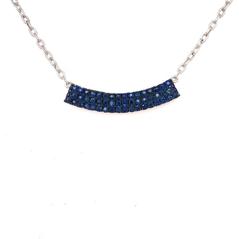 18K White Gold Curved Blue Sapphire Necklace by Afarin