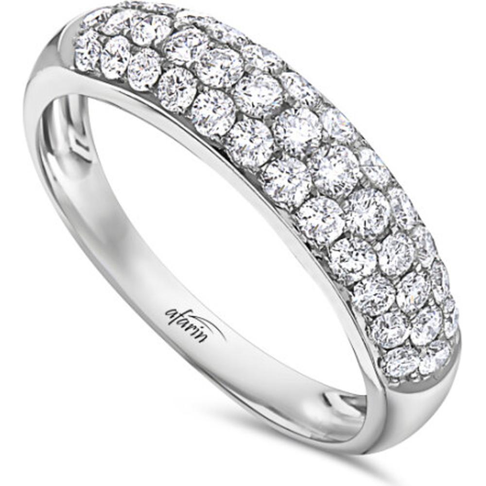 18K White Gold Curved Diamond Band Ring with Round Diamonds by Afarin