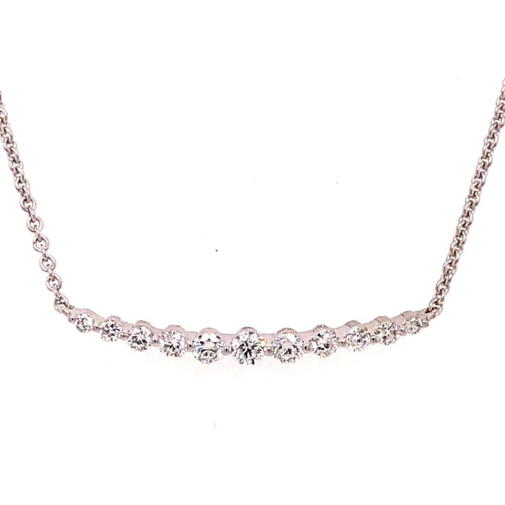 18K White Gold Curved Diamond Necklace with Graduated Round Diamonds by Afarin