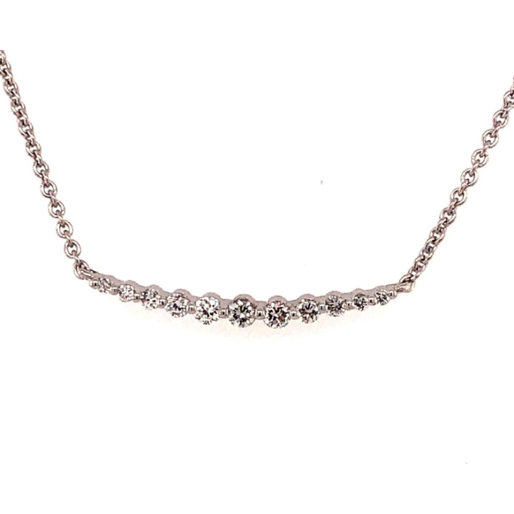 18K White Gold Curved Diamond Necklace with Graduated Round Diamonds by Afarin