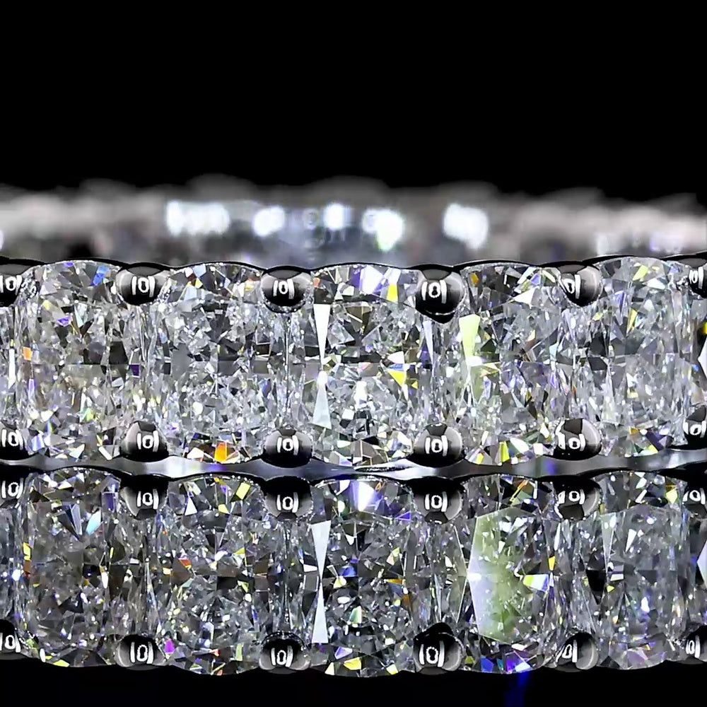 18K White Gold Cushion Brilliant Cut Lab Diamond Eternity Band - 1.96 Carat Total Weight with 27 Prong Set Stones - Covaloro Fine Jewelry