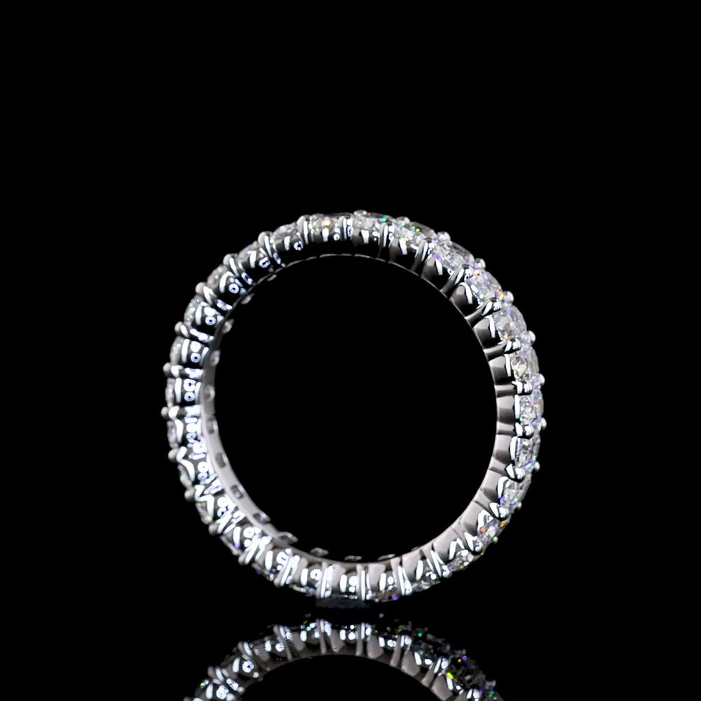 18K White Gold Cushion Brilliant Cut Lab Diamond Eternity Band - 1.96 Carat Total Weight with 27 Prong Set Stones - Covaloro Fine Jewelry