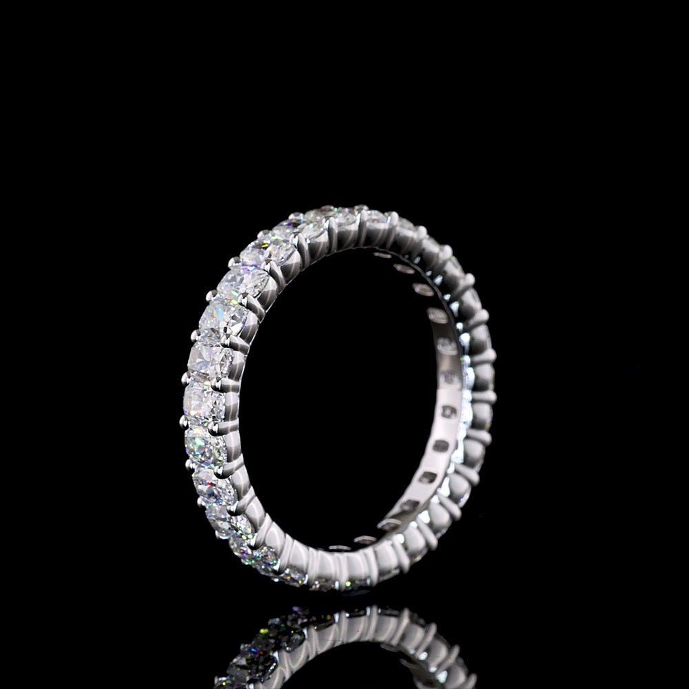 18K White Gold Cushion Brilliant Cut Lab Diamond Eternity Band - 1.96 Carat Total Weight with 27 Prong Set Stones - Covaloro Fine Jewelry