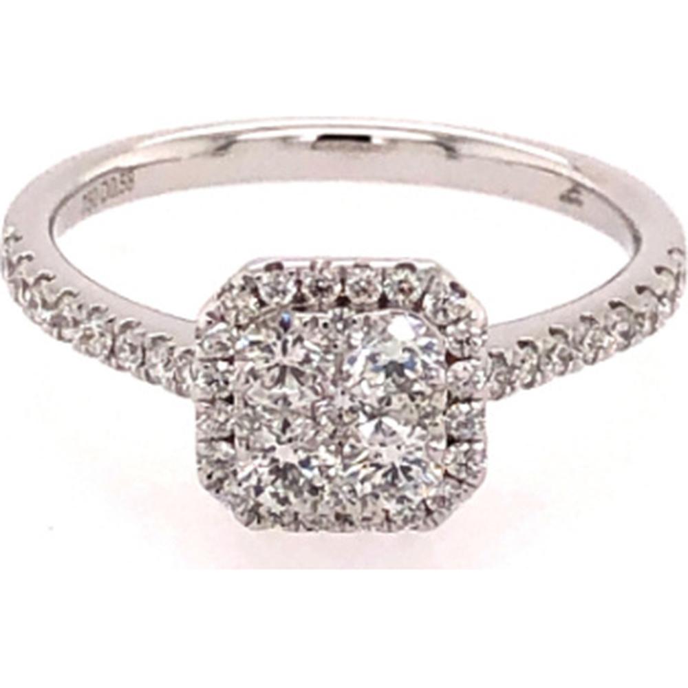 18K White Gold Cushion Halo Diamond Ring with Round Diamonds by Afarin