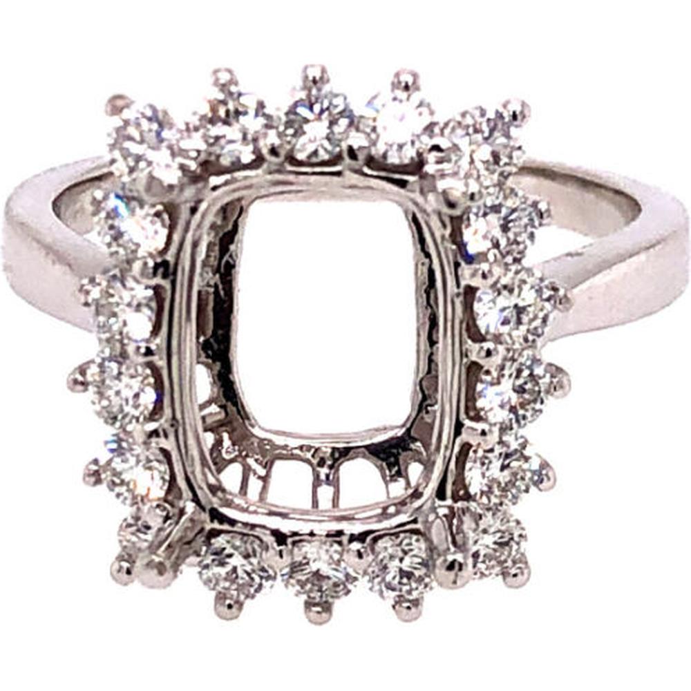 18K White Gold Cushion-Shaped Halo Semi-Mount Ring with Round Diamonds by Afarin