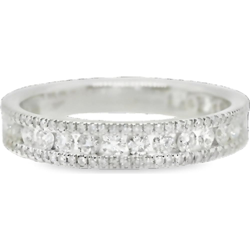 18K White Gold Diamond Band Ring with Milgrain Detail by Afarin