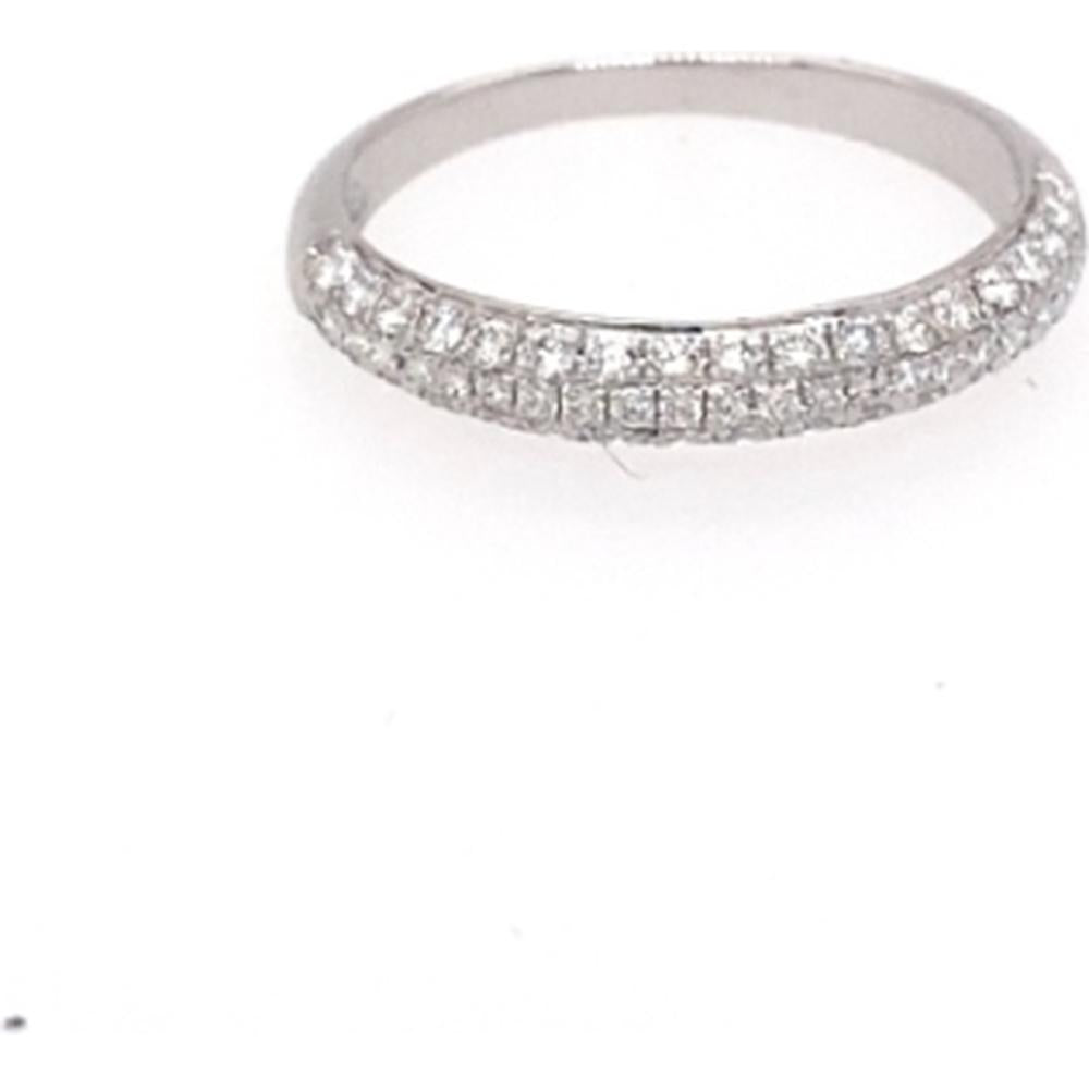 18K White Gold Diamond Band Ring with Round Diamonds by Afarin