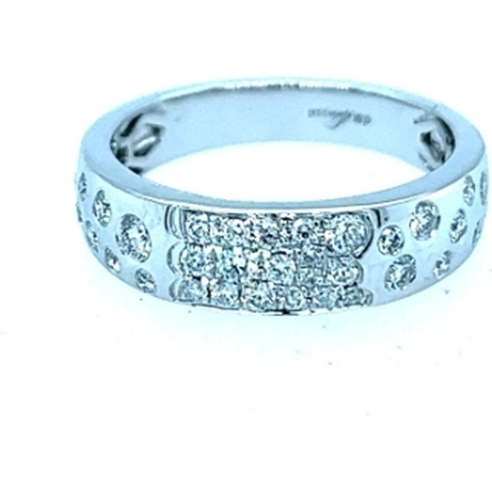 18K White Gold Diamond Band Ring with Round Diamonds by Afarin