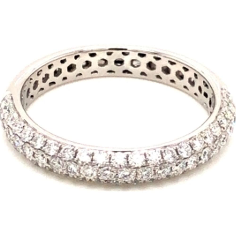 18K White Gold Diamond Band Ring with Rows of Round Diamonds by Afarin