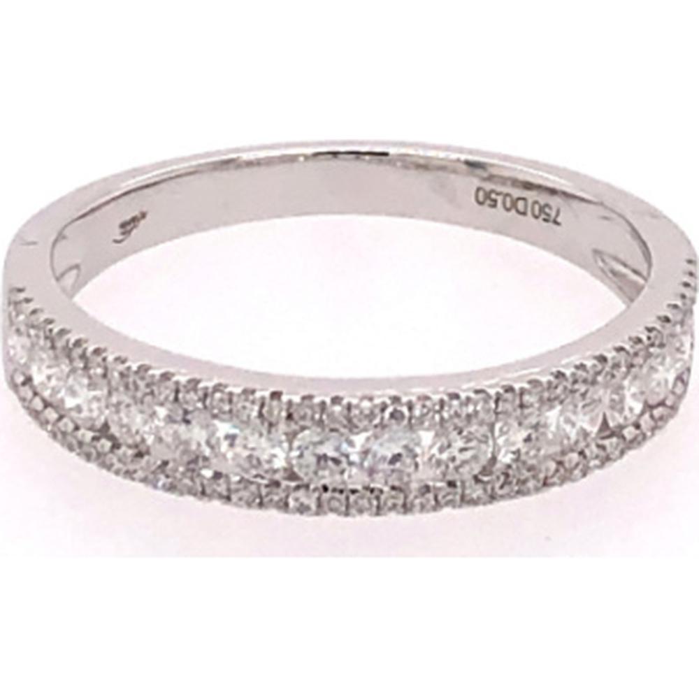 18K White Gold Diamond Band with Milgrain Detail by Afarin
