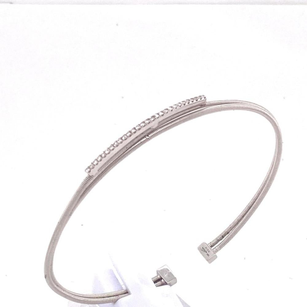 18K White Gold Diamond Bangle Bracelet by Afarin