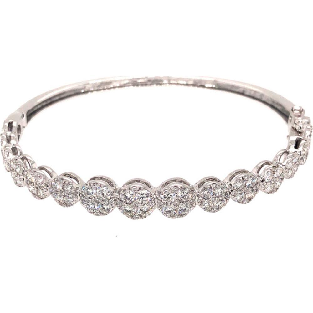 18K White Gold Diamond Bangle Bracelet with Round Brilliant Diamonds by Afarin