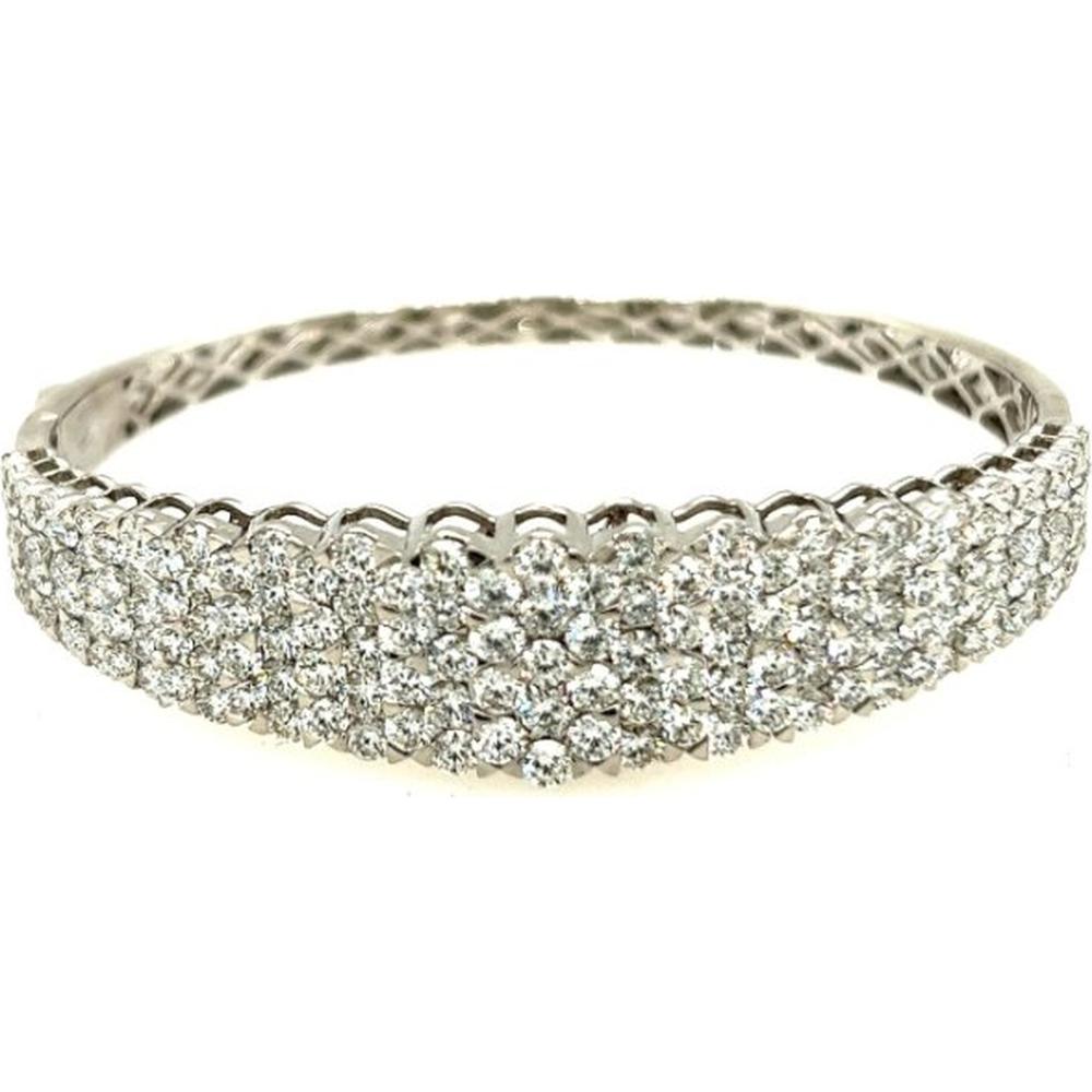 18K White Gold Diamond Bangle Bracelet with Round Brilliant Diamonds by Afarin