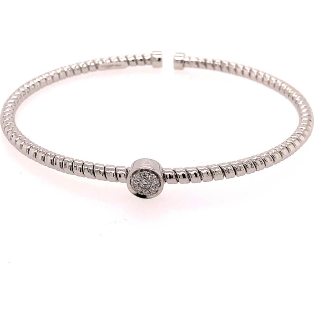 18K White Gold Diamond Bangle Bracelet with Round Diamond Accent by Afarin