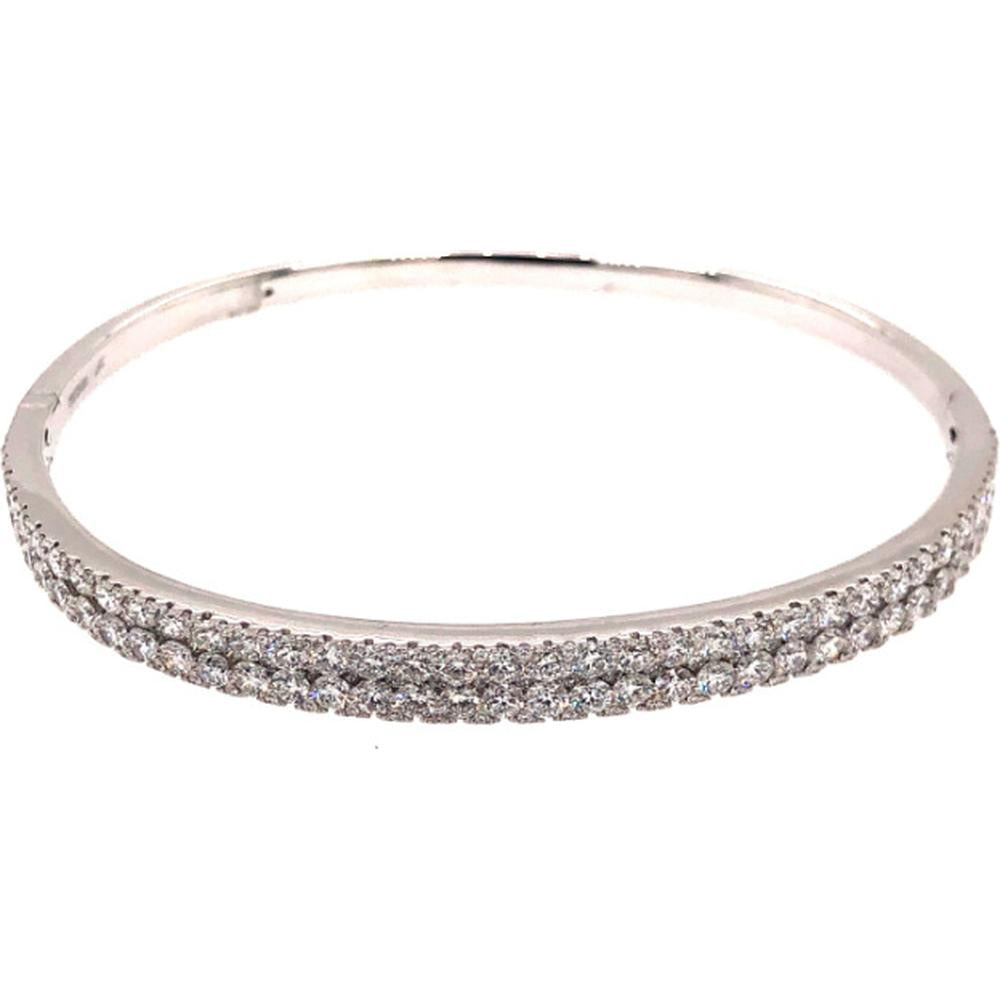 18K White Gold Diamond Bangle Bracelet with Round Diamonds by Afarin