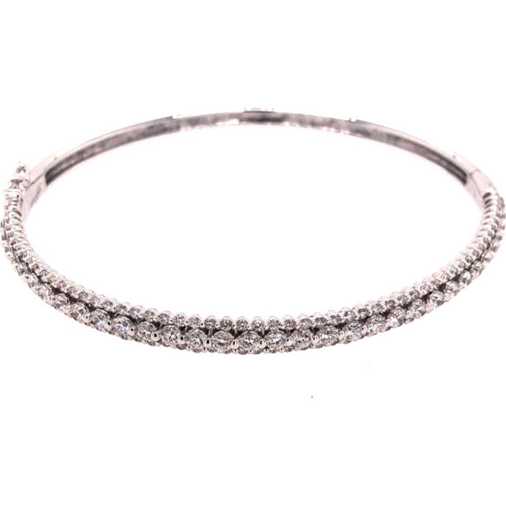 18K White Gold Diamond Bangle Bracelet with Round Diamonds by Afarin