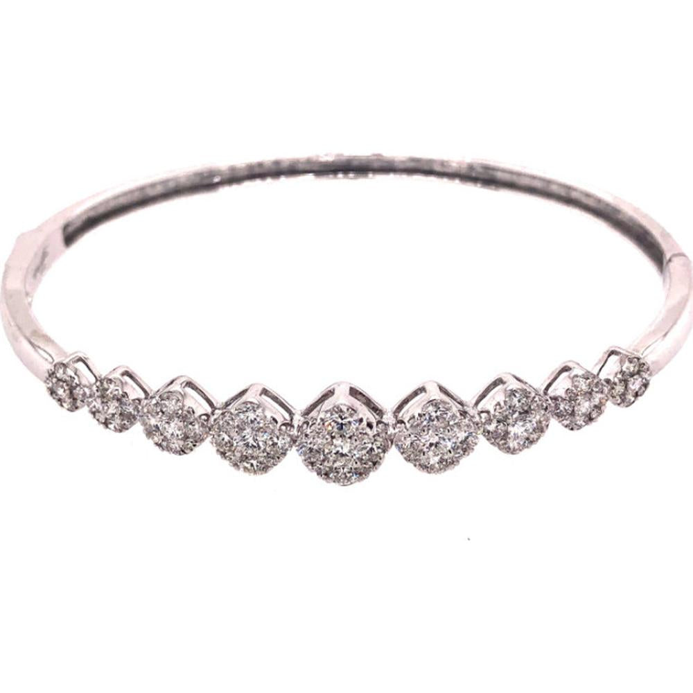 18K White Gold Diamond Bangle with Round Diamond Stations by Afarin