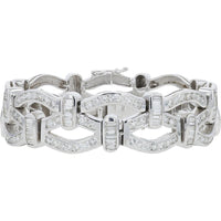 18K White Gold Diamond Bracelet with 5.80 Carat Total Weight Round and Baguette Diamonds
