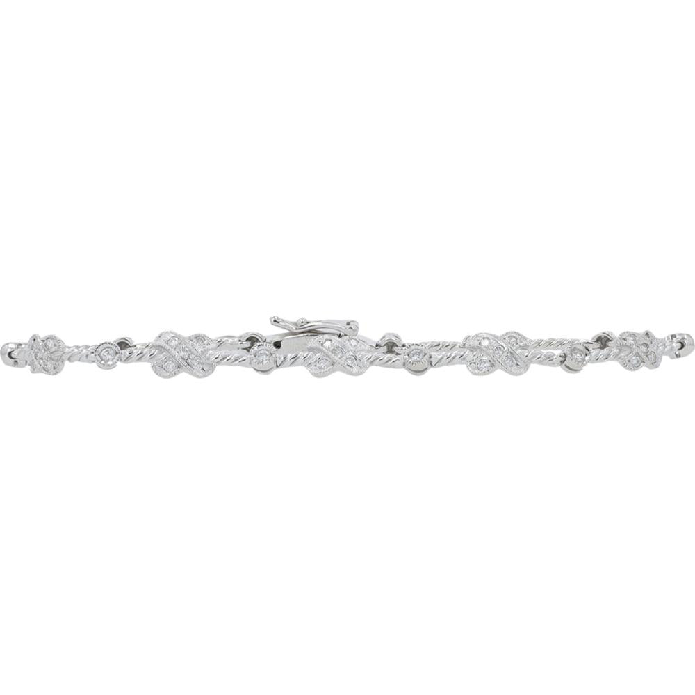 18K White Gold Diamond Bracelet with Twisted Rope Design and 0.30 Carats Total Diamond Weight