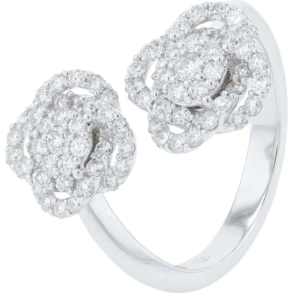18K White Gold Diamond Bypass Ring - 0.86 Carat Total Diamond Weight