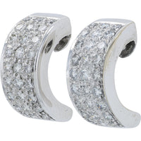 18K White Gold Diamond C-Hoops with Pave-Set Round Diamonds - 1.28 Carat Total Diamond Weight