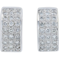 18K White Gold Diamond C-Hoops with Pave-Set Round Diamonds - 1.28 Carat Total Diamond Weight