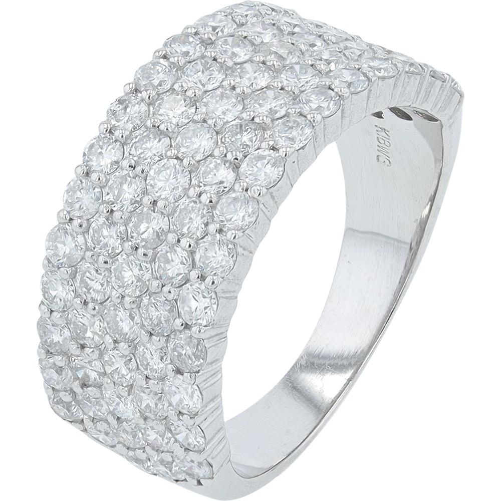 18K White Gold Diamond Cluster Band - 2.00 Carat Total Diamond Weight