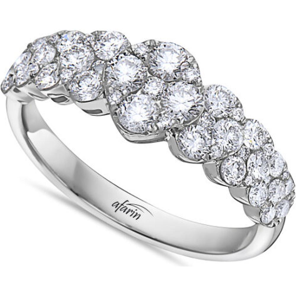18K White Gold Diamond Cluster Ring with Round Diamonds by Afarin
