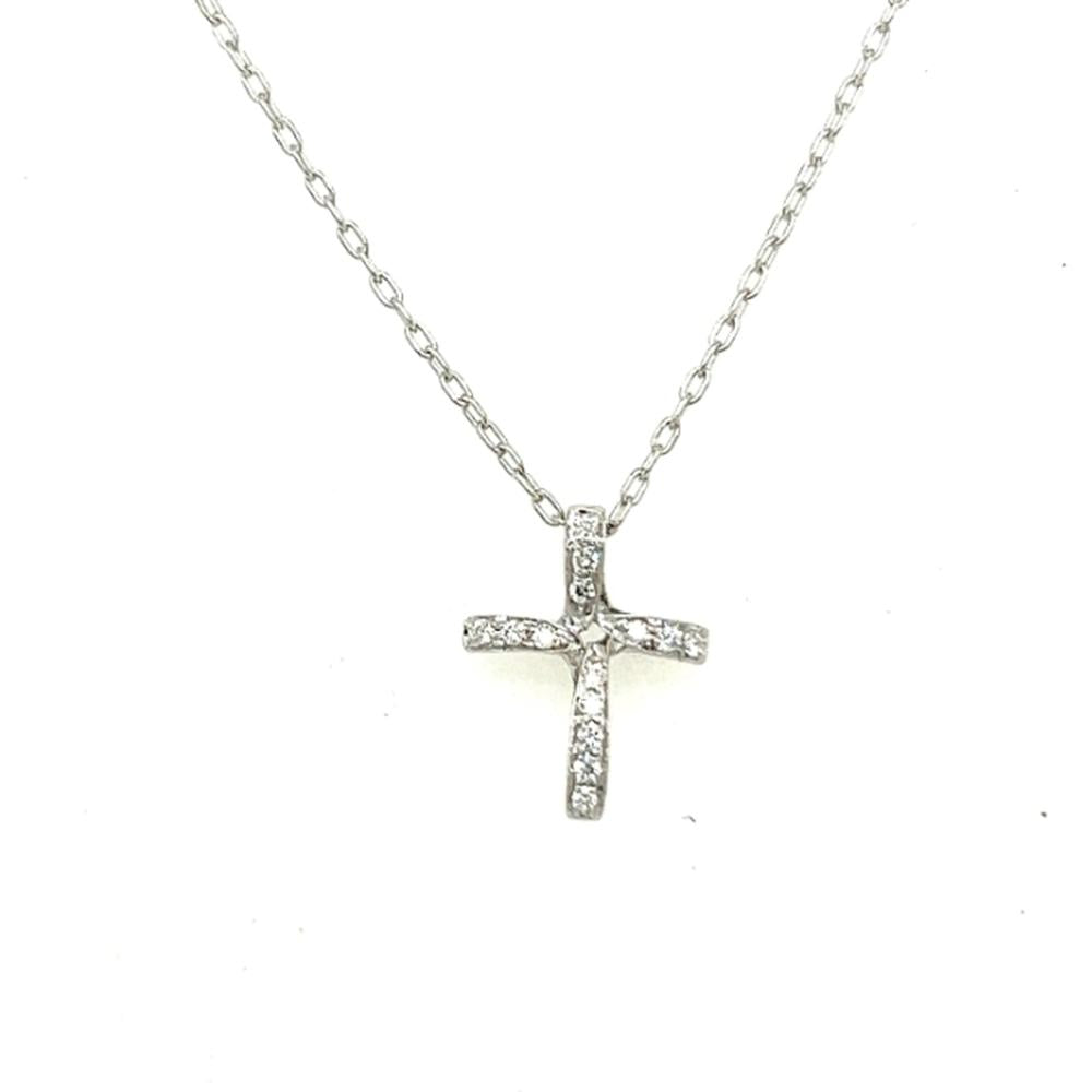 18K White Gold Diamond Cross Pendant Necklace by Afarin
