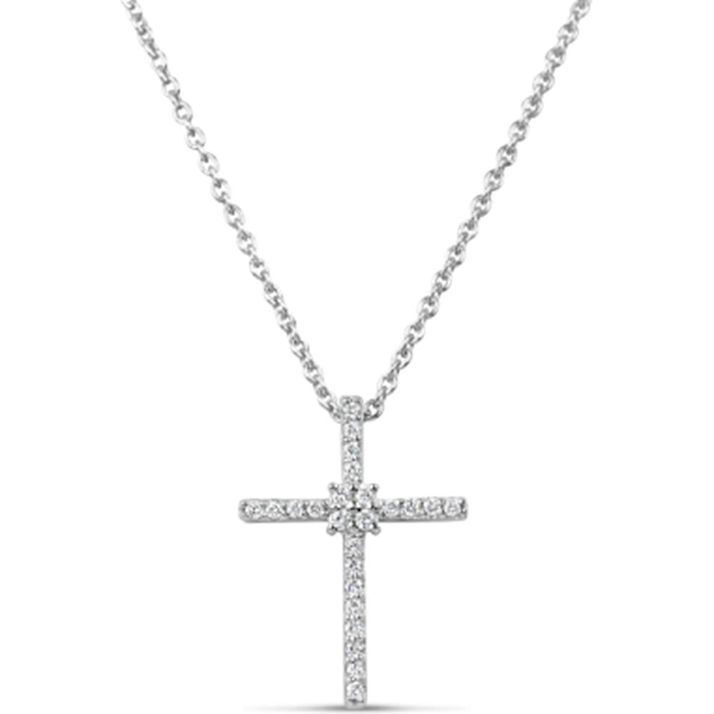18K White Gold Diamond Cross Pendant Necklace by Afarin