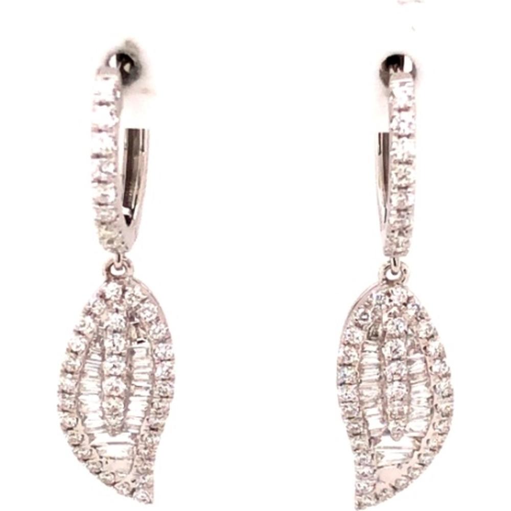 18K White Gold Diamond Drop Earrings with Diamond Huggie Hoops and Open Marquise-Inspired Drops by Afarin