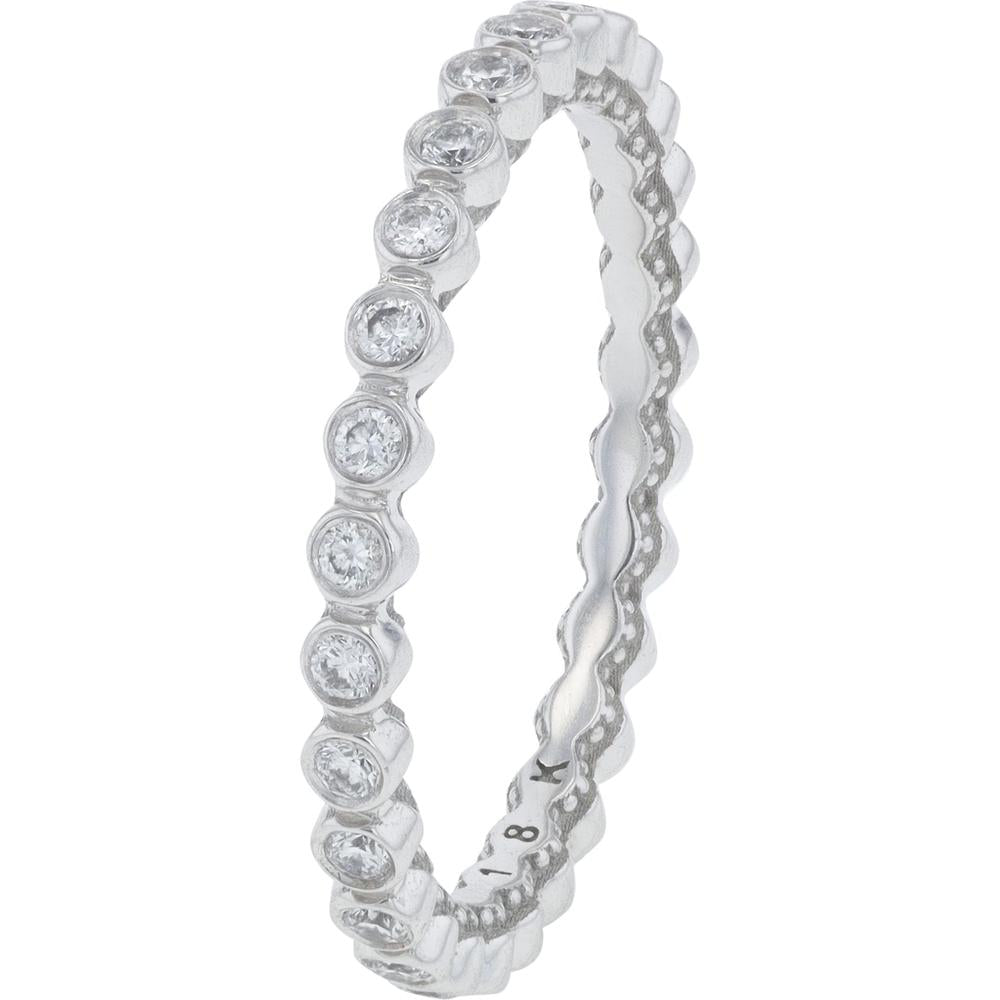 18K White Gold Diamond Eternity Band with Prong Set Round Diamonds - 0.36 Carats Total Diamond Weight