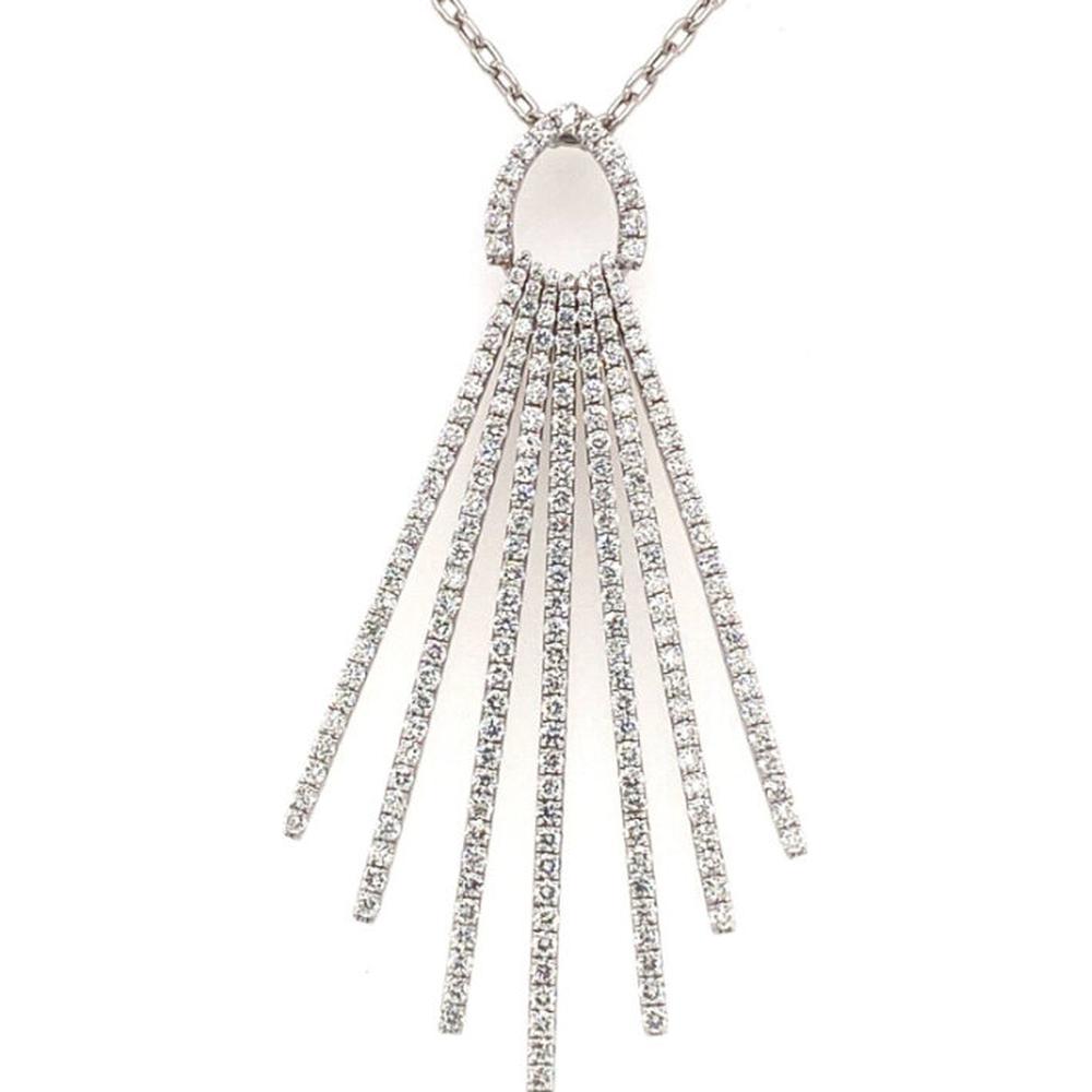 18K White Gold Diamond Fan Drop Pendant Necklace by Afarin