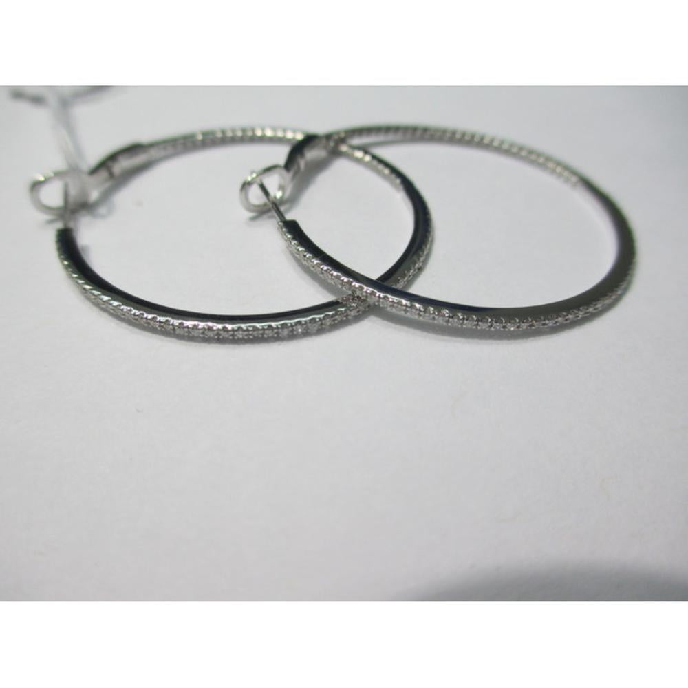 18K White Gold Diamond Hoop Earrings by Afarin