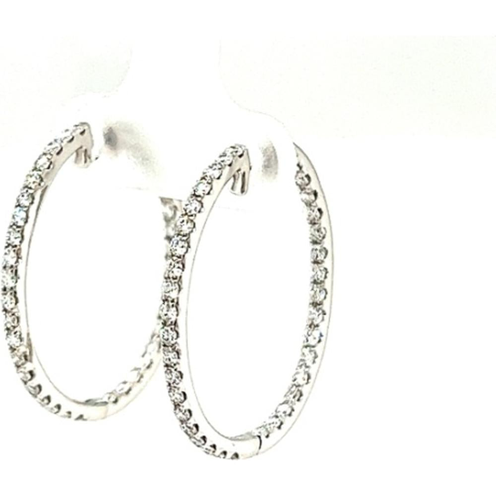 18K White Gold Diamond Hoop Earrings by Afarin