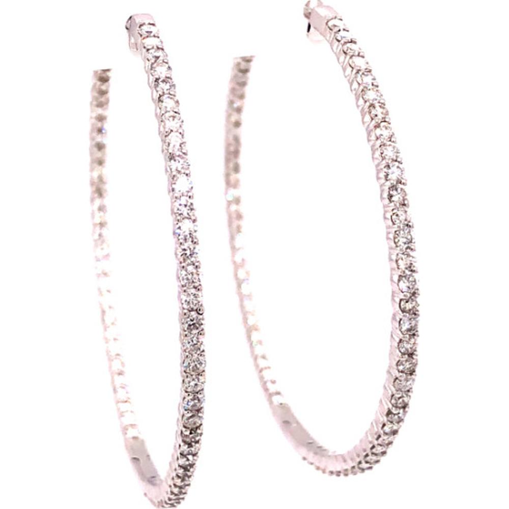 18K White Gold Diamond Hoop Earrings by Afarin