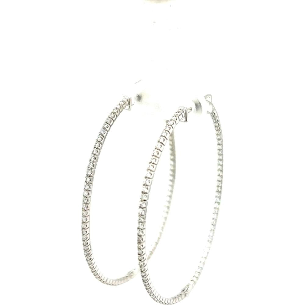 18K White Gold Diamond Hoop Earrings by Afarin
