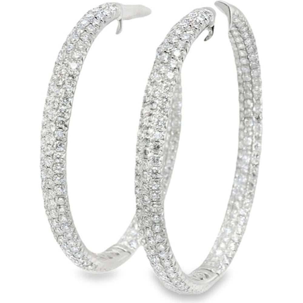 18K White Gold Diamond Hoop Earrings with Pavé-Set Round Diamonds by Afarin