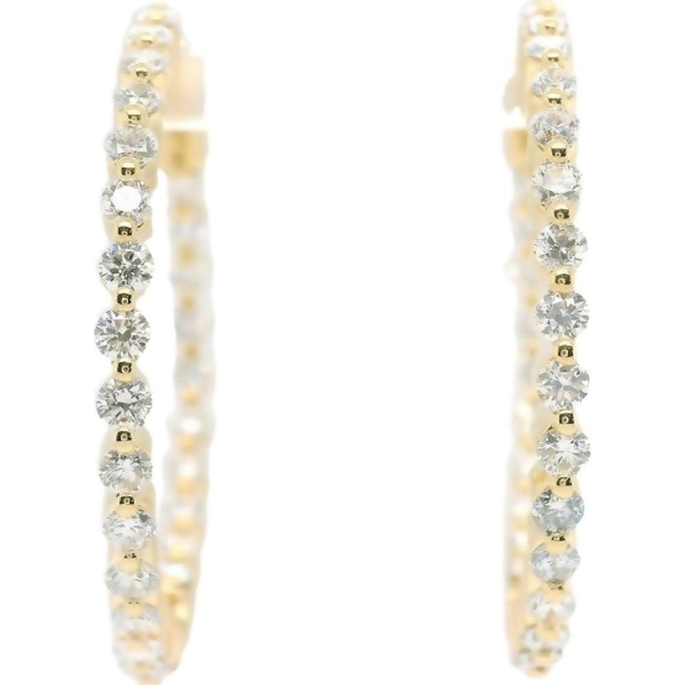 18K White Gold Diamond Hoop Earrings with Prong-Set Round Diamonds by Afarin