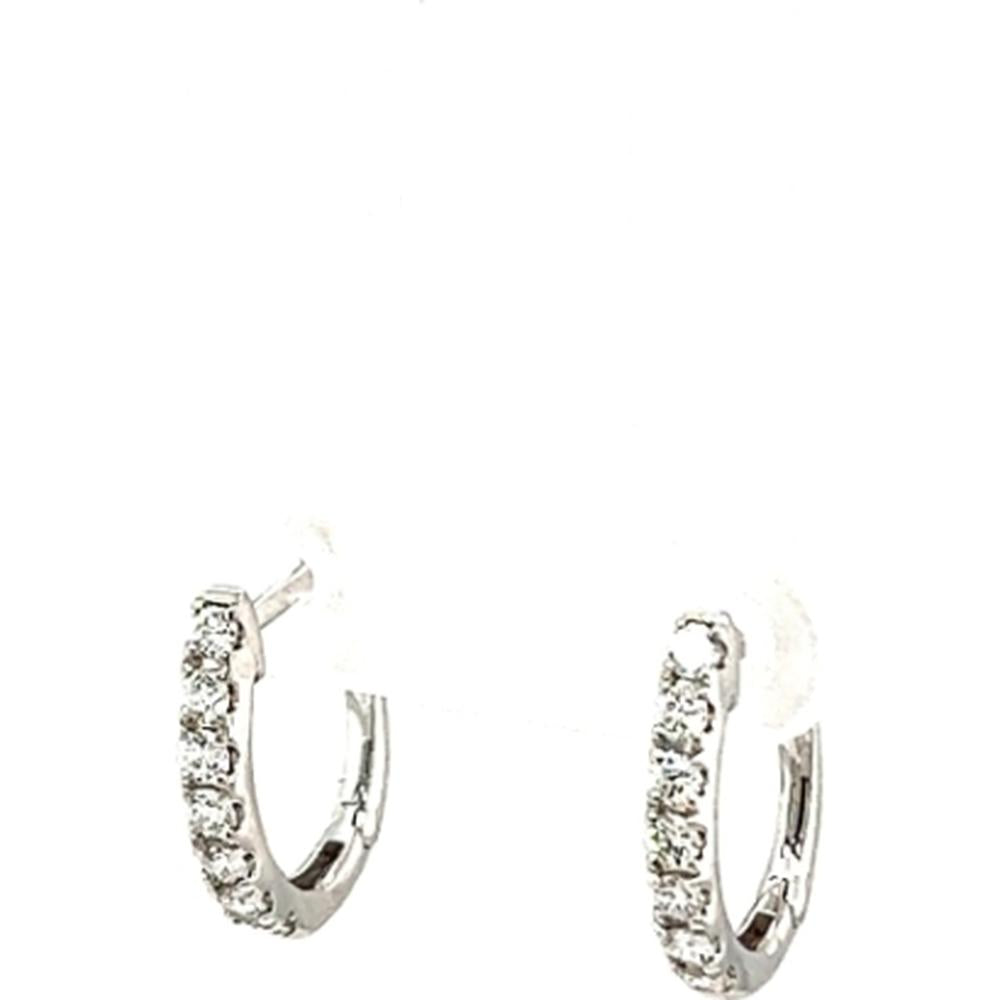 18K White Gold Diamond Huggie Earrings by Afarin