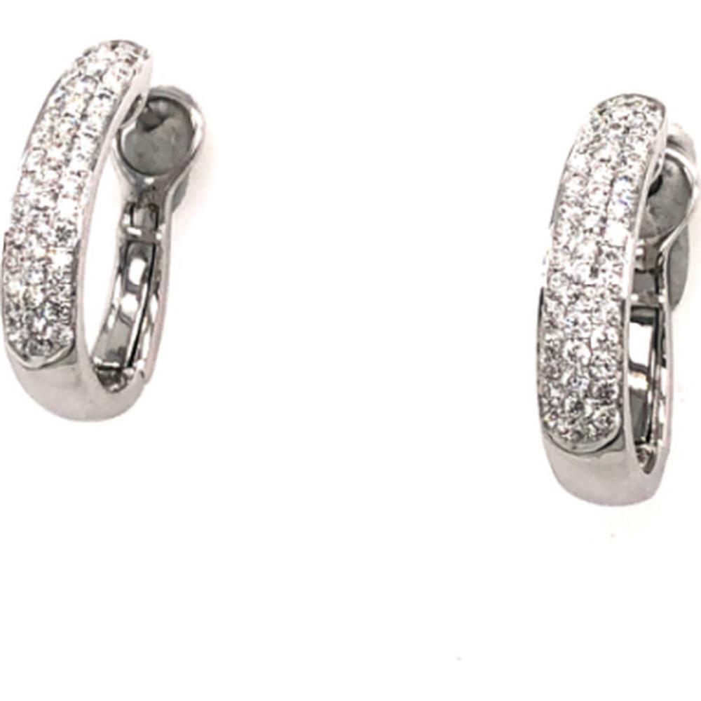 18K White Gold Diamond Huggie Earrings with Pavé-Set Round Diamonds by Afarin