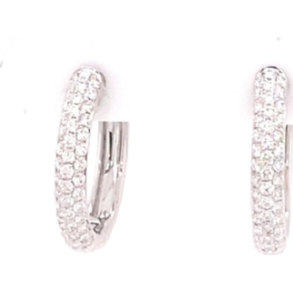 18K White Gold Diamond Huggie Earrings with Round Diamonds by Afarin