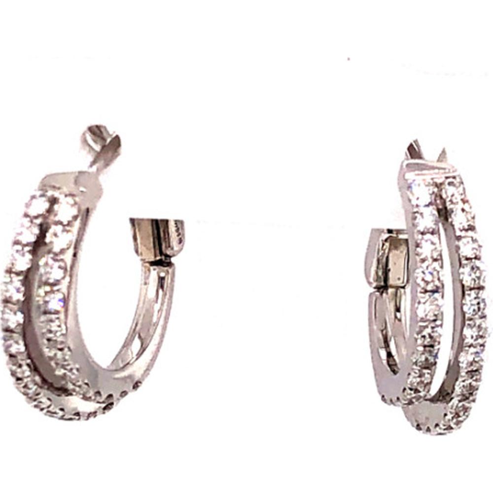 18K White Gold Diamond Huggie Earrings with Round Diamonds by Afarin