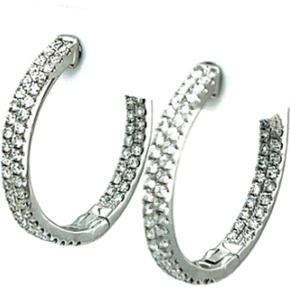 18K White Gold Diamond Huggie Hoop Earrings by Afarin
