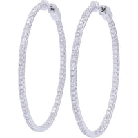 18K White Gold Diamond Inside-Out Hoop Earrings - 1.20 Carat Total Diamond Weight
