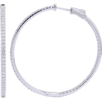 18K White Gold Diamond Inside-Out Hoop Earrings - 1.20 Carat Total Diamond Weight